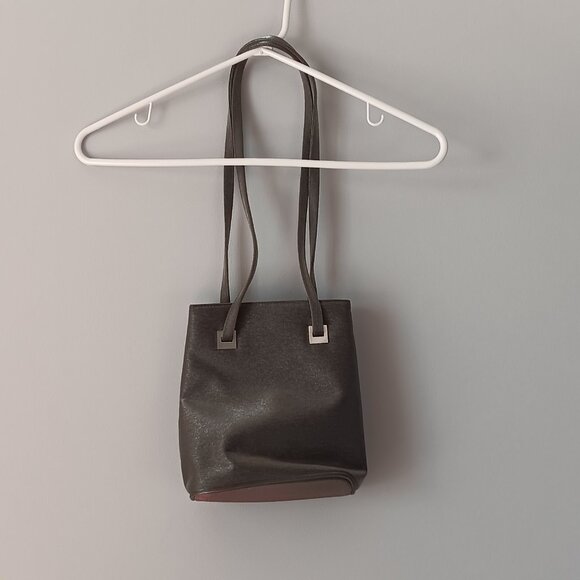 Silvery Dark Grey Shoulder Bag 8" x 7" Zipper Pocket Double Straps 11" Drop - Picture 12 of 12